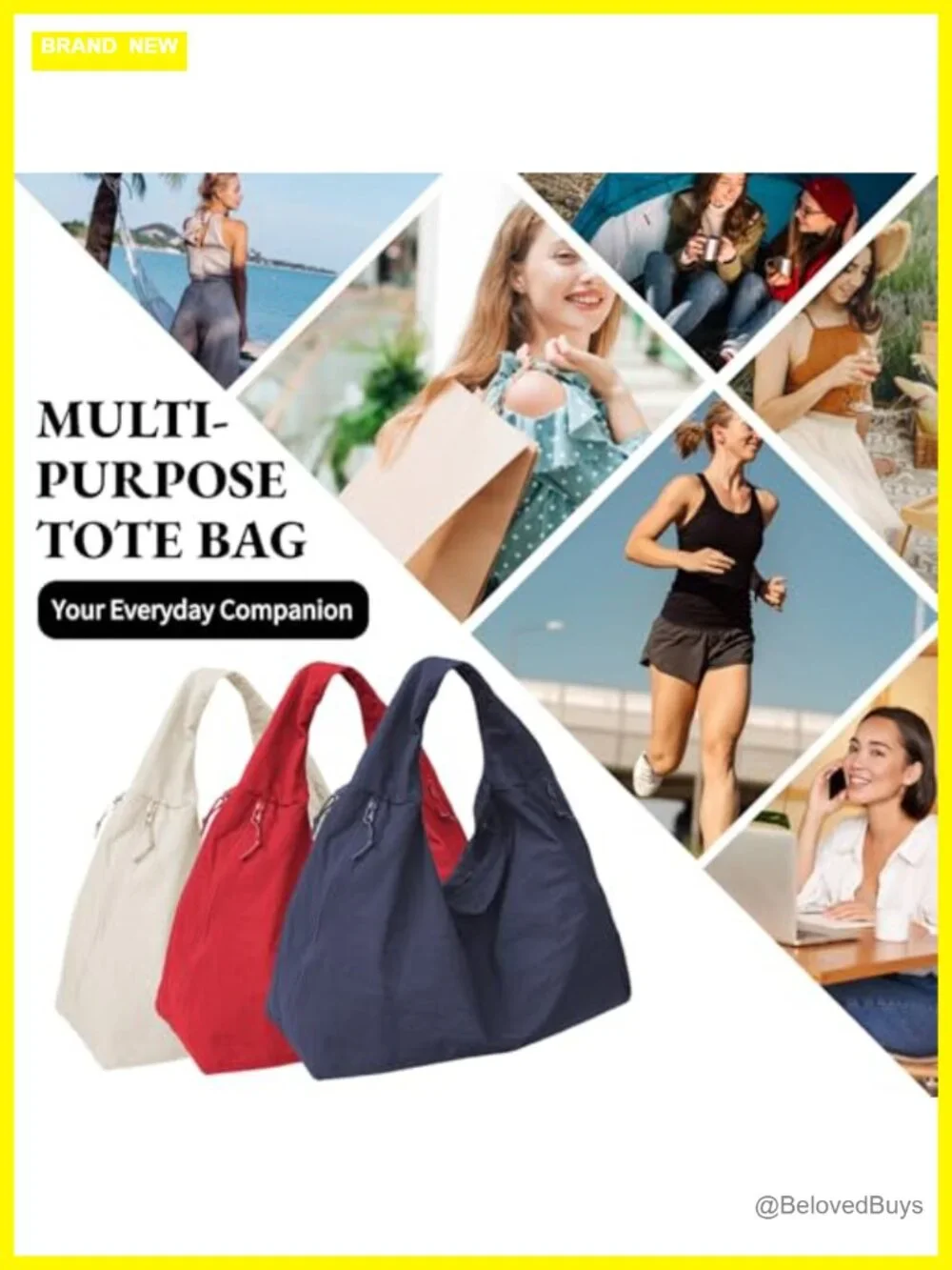 Large Nylon Shoulder Tote Hobo Bag with Multiple Pockets